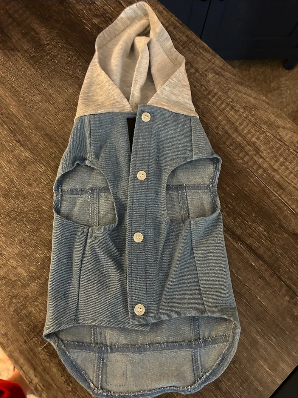 Denim-look Pet Hoodie with Heather Gray Hood
